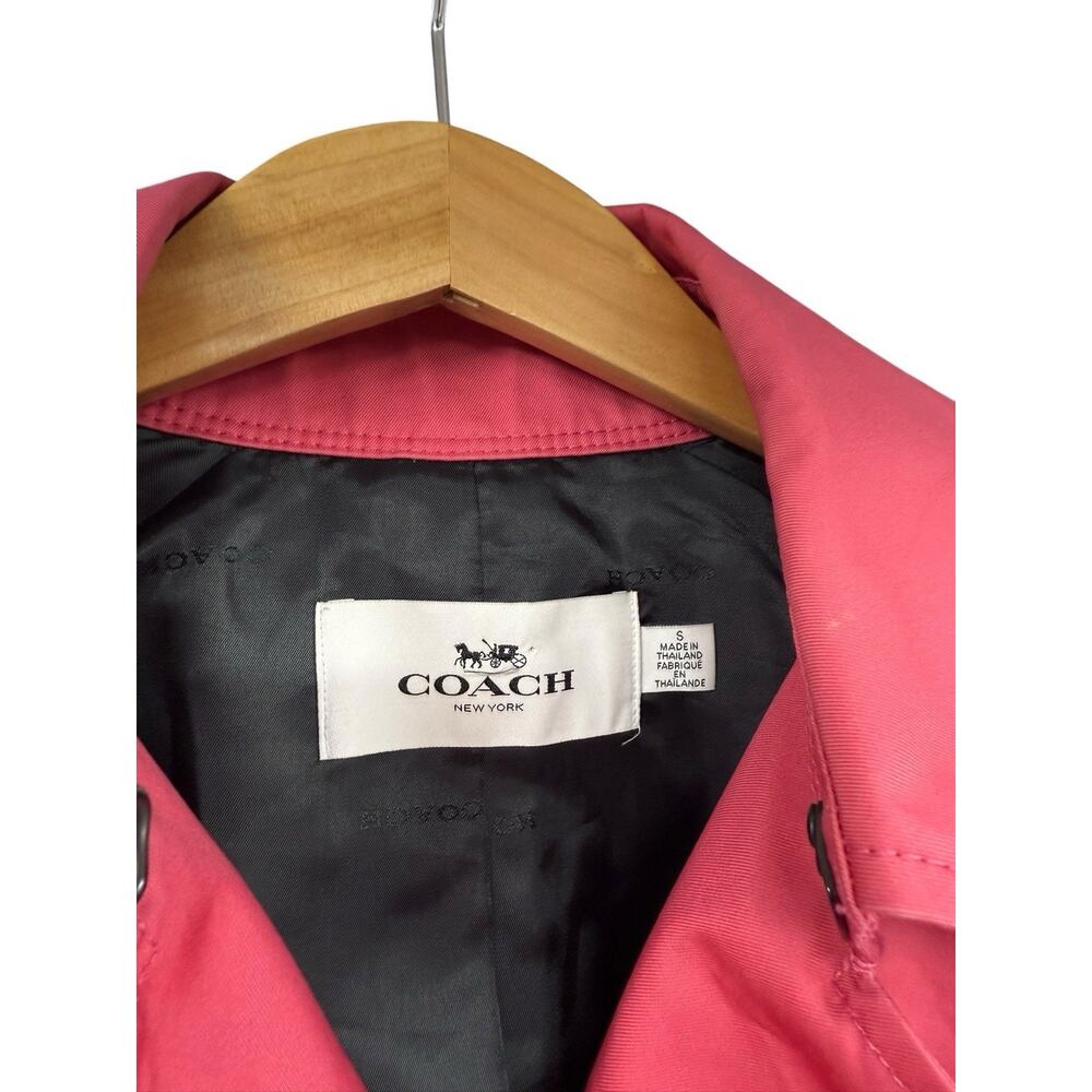 Coach Pink Double Breasted Short Length Trench Coat Career Timeless Womens Small - Picture 2 of 8